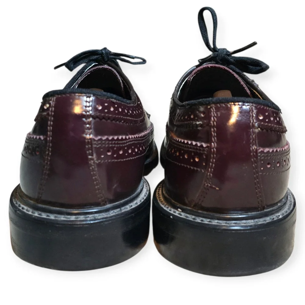 Vintage Sears Men's Wingtip Brogues Burgundy Leather Shoes, Size 11 D